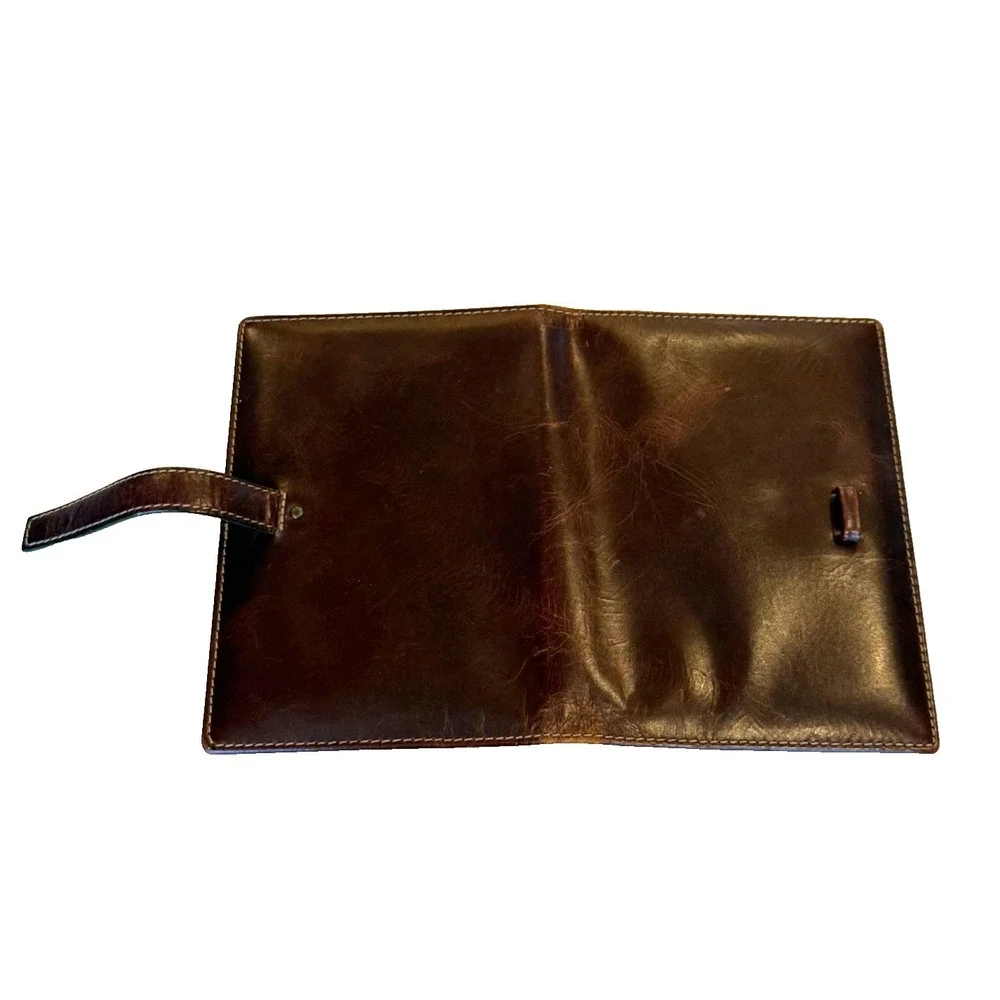Fino Leatherware Brown Leather Passport Cover Case with 8 Credit Card Slots